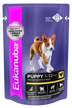 Влажный корм для щенков всех пород от 1 до 12 месяцев Eukanuba Puppy All Breed (Курица в соусе)
